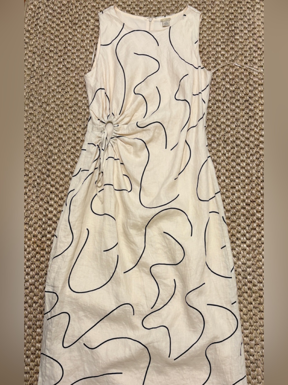 Magaschoni Cream Midi Dress with Black Abstract Lines  - Size 6 EUC - Picture 2 of 8